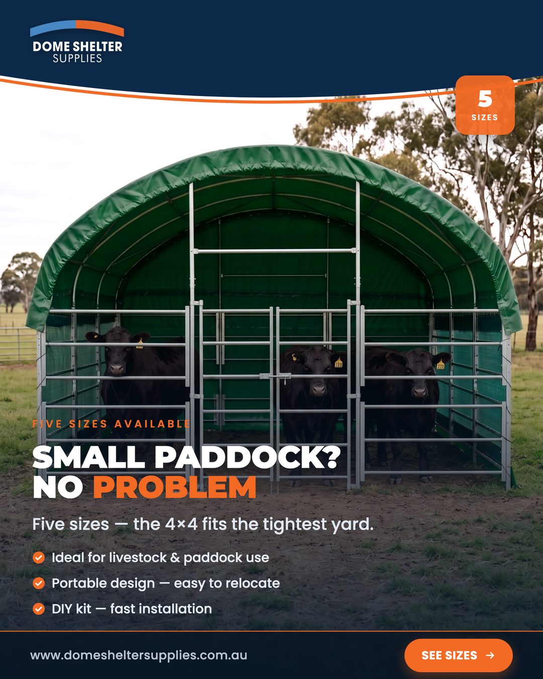 Small paddock livestock shelter ad creative