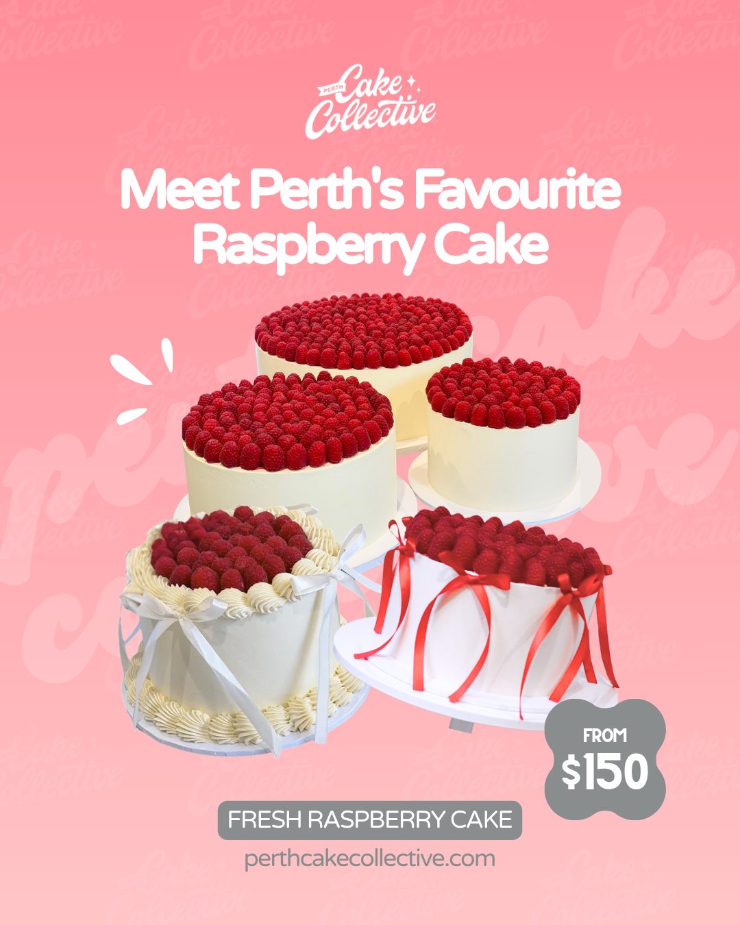 Fresh raspberry cake advertising creative