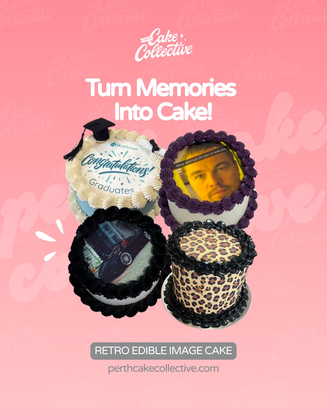 Retro edible image cake ad creative