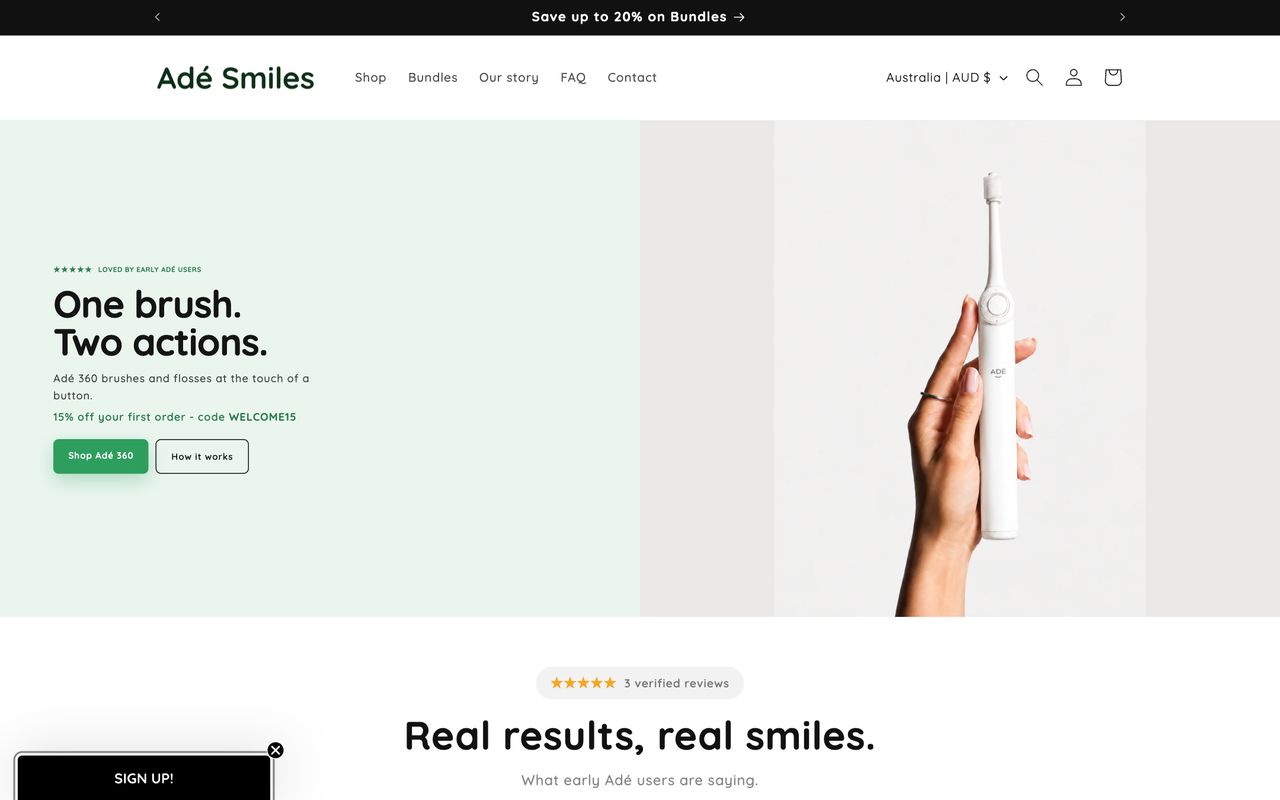 Ade Smiles website designed by Sumit Brands