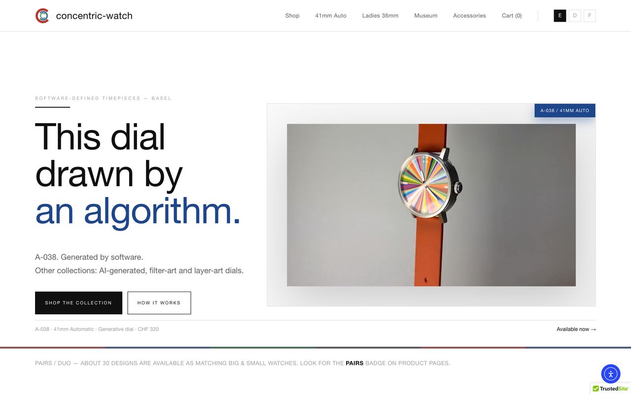 CONCENTRIC Watches website designed by Sumit Brands