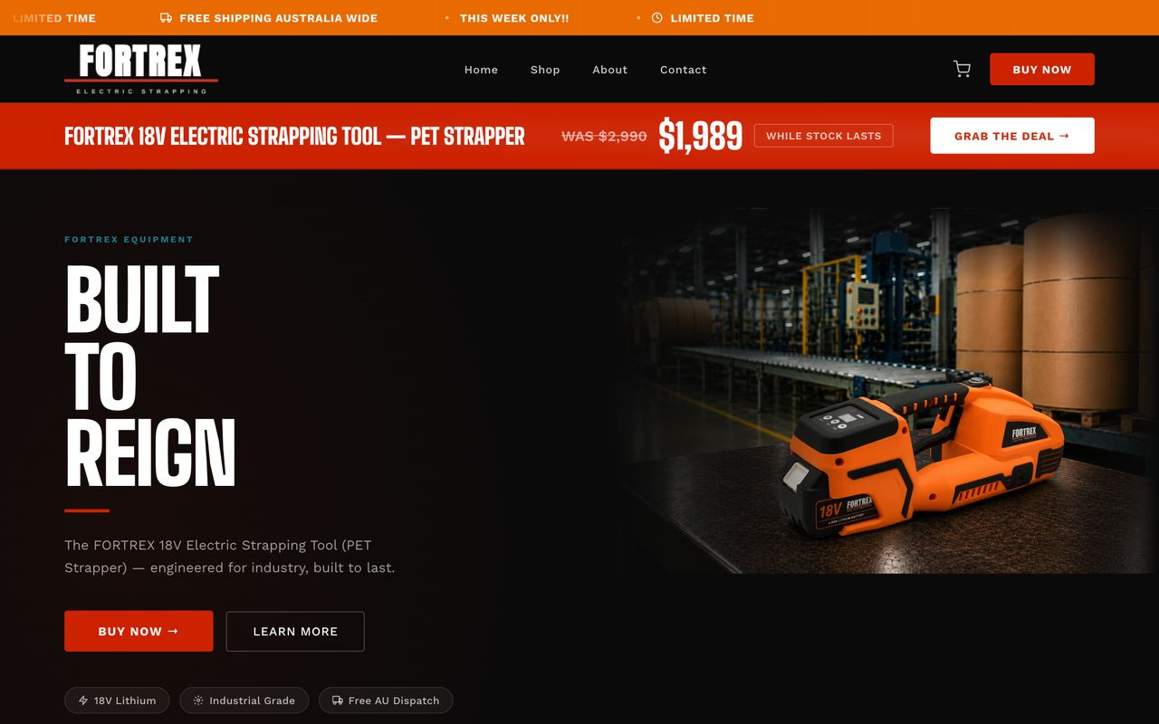 FORTREX Equipment website designed by Sumit Brands