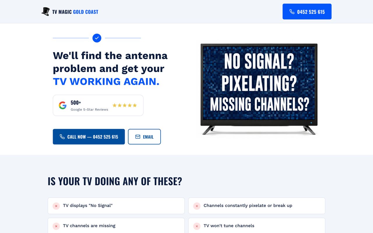 TV Experts Gold Coast website designed by Sumit Brands